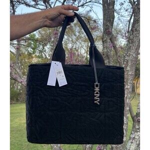 NWT DKNY Roni East West Tote Large Reversible Faux Fur Bag Handbag Purse Black